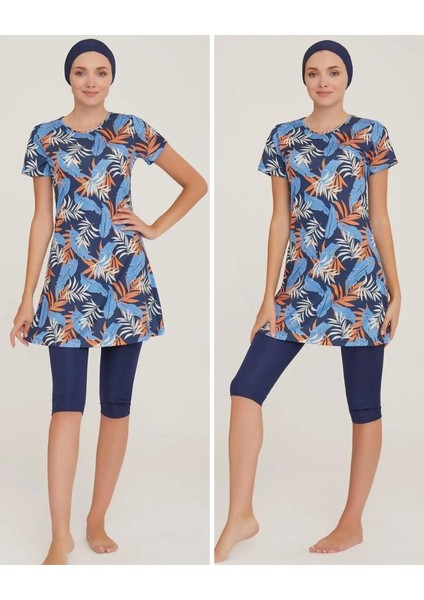 Deren 9083 Kısa Kol Lycralı Dijital Desen Tesettür Havuz Mayo fiyatları
