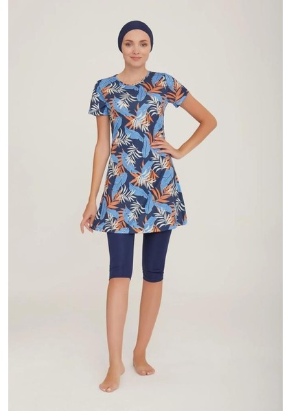 Deren 9083 Kısa Kol Lycralı Dijital Desen Tesettür Havuz Mayo fırsatları