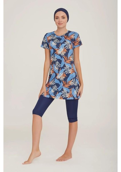 Deren 9083 Kısa Kol Lycralı Dijital Desen Tesettür Havuz Mayo indirimleri