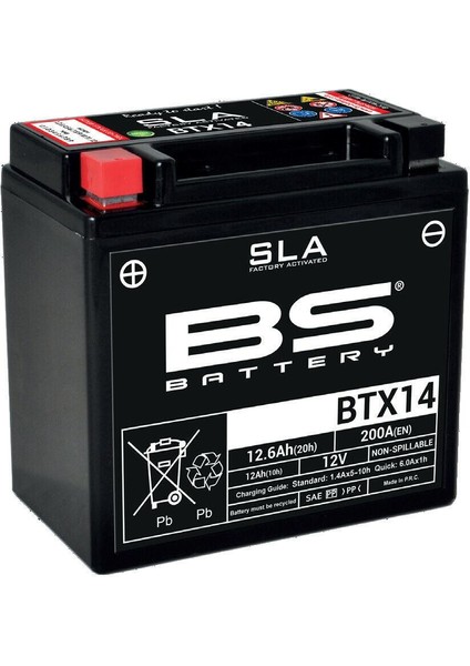 BTX14 Sla 2013-2015 Gilera Fuoco 500 Uyumlu Akü Jel Akü