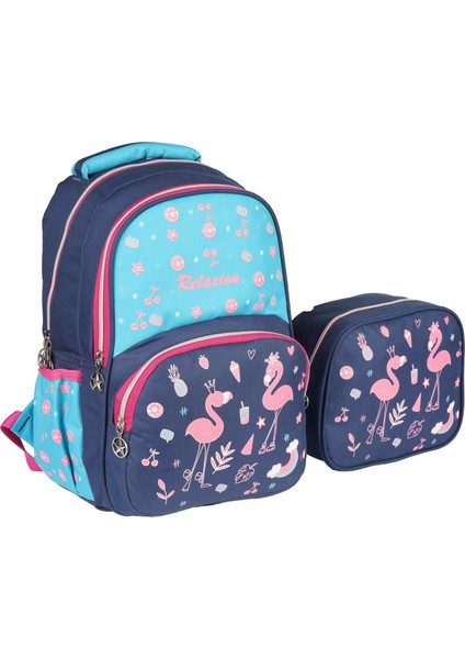 Lacivert Flamingo Ilkokul Çantası Beslenme Çantalı 1340-1