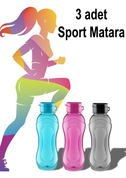 Sporcu Matarası Şeffaf Renkli 3 Adet 750ML