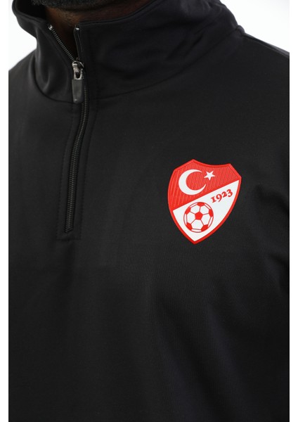 Tff Armalı ve Yazılı Erkek Siyah Antrenman Eşofman Takımı K0154