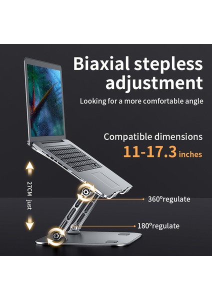 Dizüstü Bilgisayar Standı Ayarlanabilir Alüminyum Alaşımlı Dizüstü Bilgisayar Tablet Standı 17 Inç Dizüstü Bilgisayar Taşınabilir Katlanır Tutucu Soğutma Braketi Desteği (Yurt Dışından)