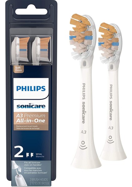 Sonicare Genuine A3 - 2 Fırça Başlığı, Beyaz HX9092/65