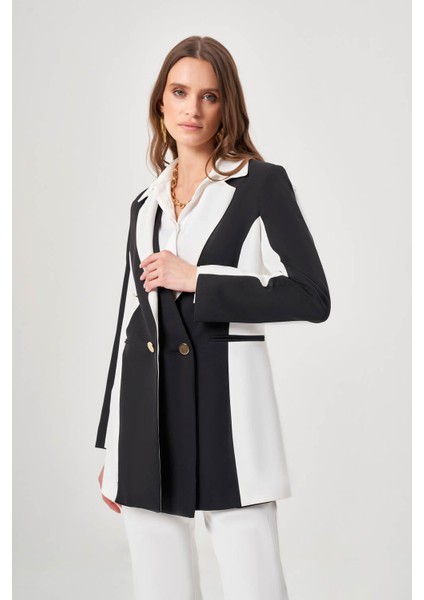 Tasarım Renk Bloklu Siyah/beyaz Ceket modelleri