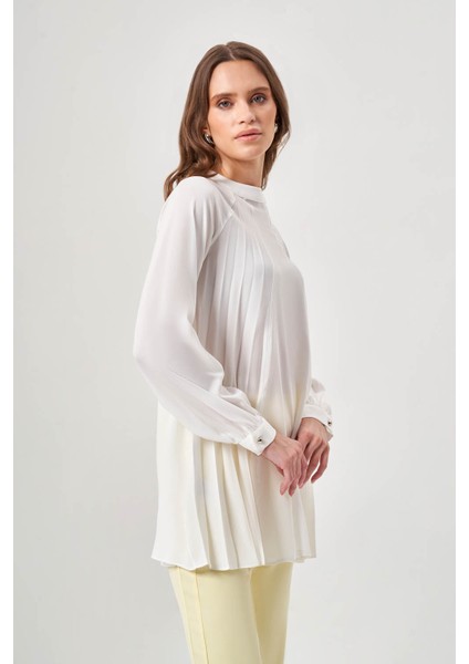 Piliseli Parçalı Ekru Tunik fiyatları