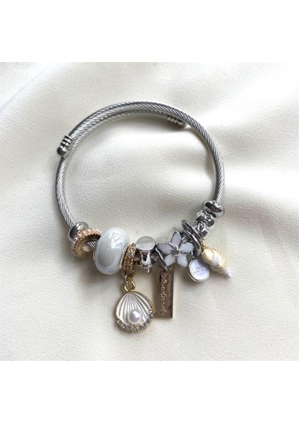 Pandora Charmlı Deniz Kabuklu Çelik Kadın Bileklik
