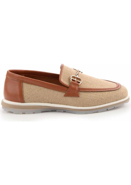 Bej Taba Hasır Kadın Loafer Ayakkabı K01225092628