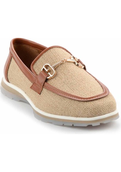 Bej Taba Hasır Kadın Loafer Ayakkabı K01225092628