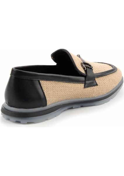 Bej Siyah Hasır Kadın Loafer Ayakkabı K01225092628 modelleri