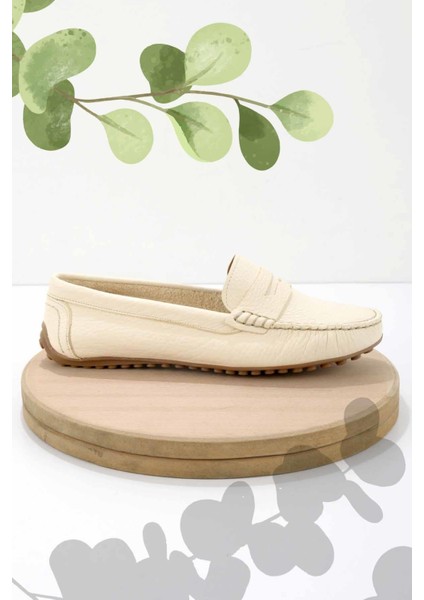 Bej Leather Kadın Loafer Ayakkabı K01257020203
