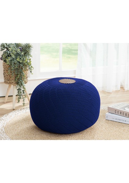 Knit Akrilik Örgü Puf 37X50 cm Mavi