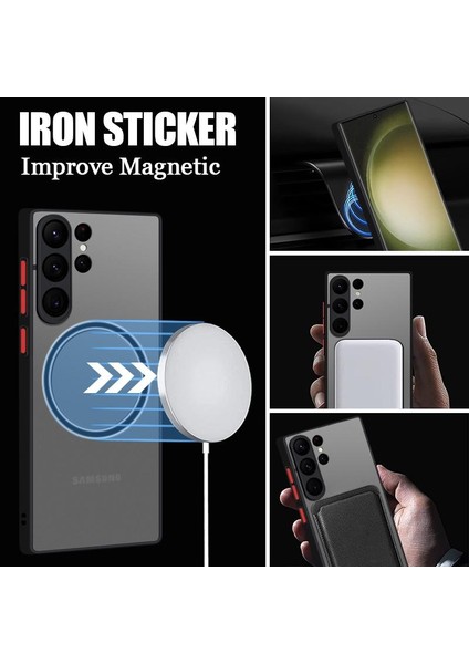 Galaxy S22 Ultra Kılıf Magsafe Şarj Özellikli 3D Kamera Korumalı Kenarları Renkli Arkası Mat Case