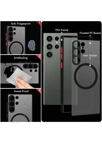 Galaxy S22 Ultra Kılıf Magsafe Şarj Özellikli 3D Kamera Korumalı Kenarları Renkli Arkası Mat Case
