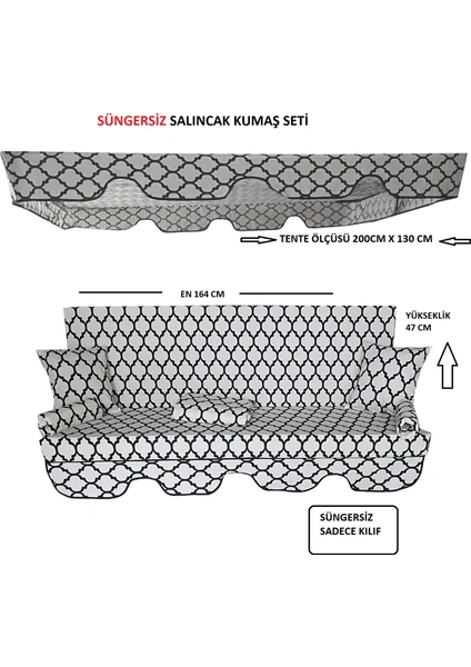 Mor Minder Süngersiz  Tenteli Salıncak Kumaş Seti 3 Kişilik Süngersiz  164X47 cm  Alaçatı Model