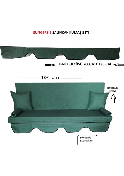 Mor Minder Süngersiz Tenteli Salıncak Kumaş Seti 3 Kişilik Süngersiz 164X47 cm  Yeşil