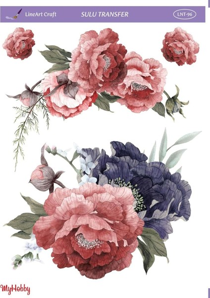 Mor, Gül Kurusu, Çiçekli Sulu Transfer Lnt-96 25X35