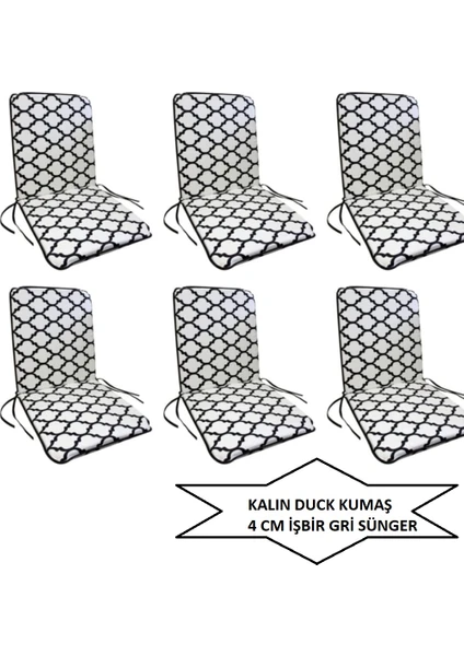 Mor Minder Sandalye Minderi Büyük Arkalıklı  Yıkanabilir 6'lı I Alaçatı  Model 4 cm Sünger