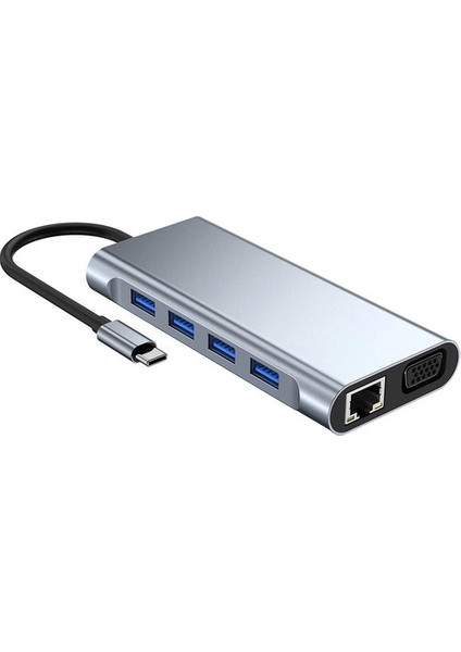 Type C Hub 11 In 1 USB C Docking Station 4K Hdmı,vga,type C PD,USB3.0,RJ45 Ethernet,sd/tf Aux