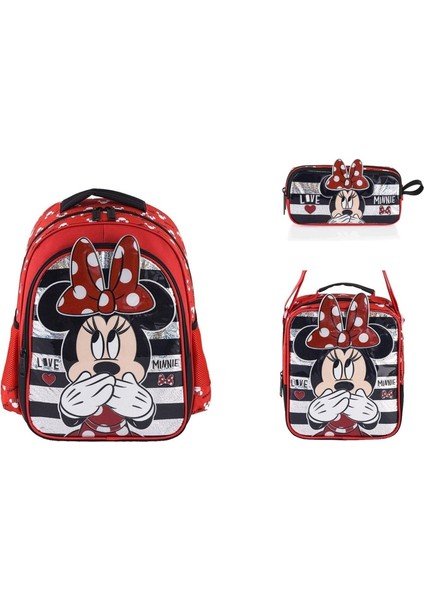Minnie Mouse Okul Çantası , Beslenme Çantası ve Kalem Kutu