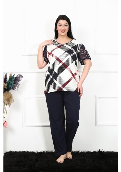 Kadın 5xl-6xl-7xl-8xl Büyük Beden Kısa Kol Pijama Takım 75003