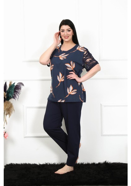 Kadın 5xl-6xl-7xl-8xl Büyük Beden Kısa Kol Pijama Takım 75005