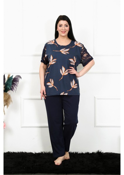 Kadın 5xl-6xl-7xl-8xl Büyük Beden Kısa Kol Pijama Takım 75005 fiyatları