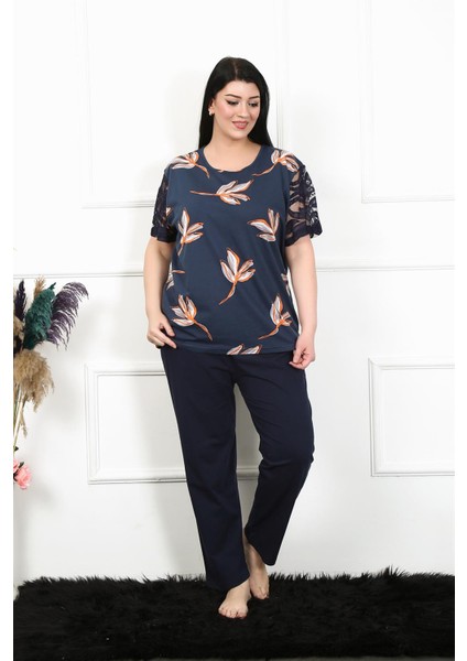 Kadın 5xl-6xl-7xl-8xl Büyük Beden Kısa Kol Pijama Takım 75005 modelleri