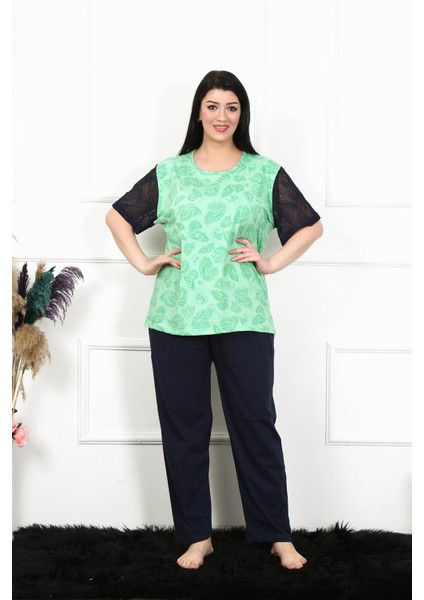 Kadın 5xl-6xl-7xl-8xl Büyük Beden Kısa Kol Pijama Takım 75004 modelleri