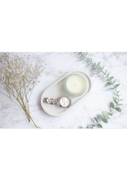 Dekoratif Oval Beyaz Beton Biblo Tabakbeton Takı Tabağı Mum Tabağı Mumluk Organizer fiyatları