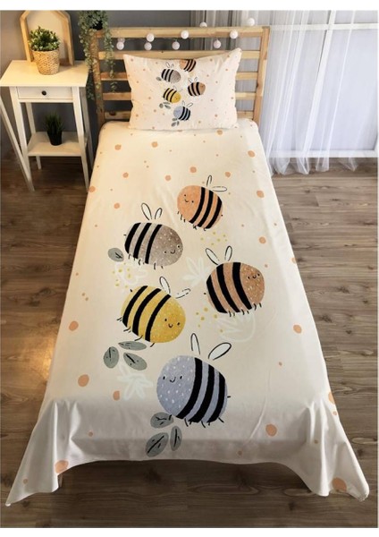 Arı Desenli Çocuk Odası Yatak Örtüsü Takımı