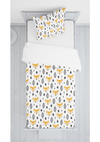 Evmila Dijital Baskılı Sevimli Tilkiler Kadife Örtü Yastık Seti 766