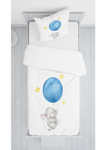 Evmila Dijital Baskı Uçan Fil Kadife Örtü Yastık Seti 1307