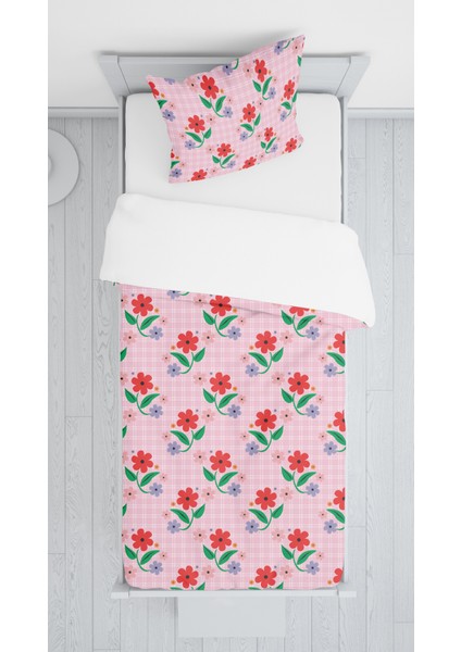 Evmila Dijital Baskılı Çiçekli Kadife Örtü Yastık Seti Lldcfp 18