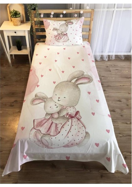 Tavşan Desenli Çocuk Odası Yatak Örtüsü Takımı