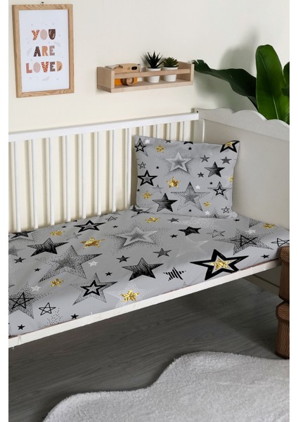 Yıldız Desenli Kadife Dekoratif Bebek Beşik Örtüsü