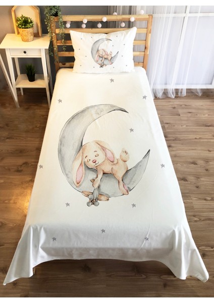 Evmila Dekoratif Tavşan Desenli Çocuk Yatak Örtüsü