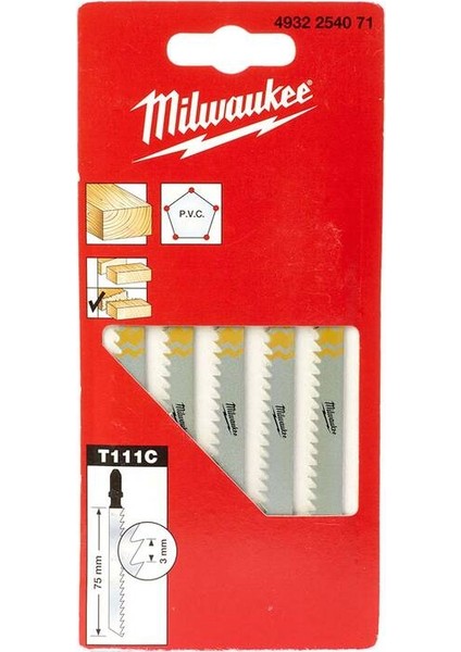 DEKUPAJ BIÇAĞI MILWAUKEE T111C 75mm (Alu,FleX glas)5li - 4932254071