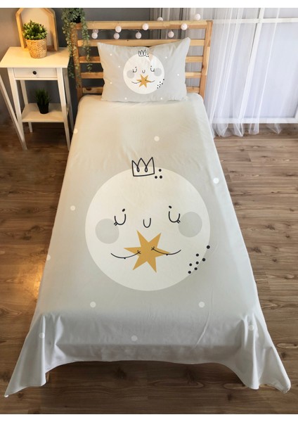 Evmila Dekoratif Ay Desenli Çocuk Yatak Örtüsü