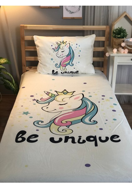 Evmila Unicorn Desen Kadife Dekoratif Örtü 16