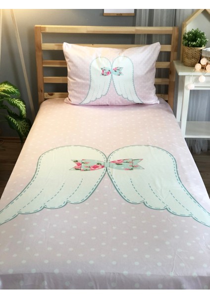 Evmila Pembe Melek Kanadı Kadife Dekoratif Örtü 187