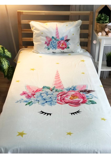 Evmila Unicorn Kadife Dekoratif Örtü 189