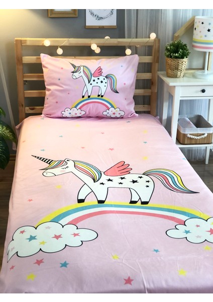 Evmila Pembe Unicorn Kadife Dekoratif Örtü 193