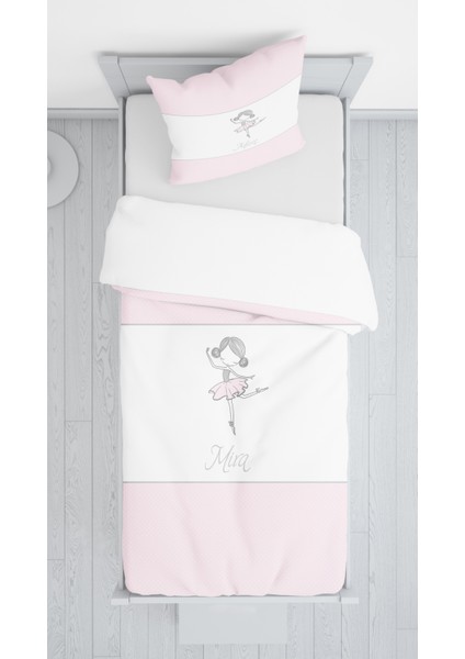 Evmila Pembe Şeritli Balerin Kadife Dekoratif Örtü 239