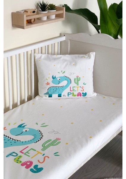 Dinozor Desenli Kadife Dekoratif Bebek Beşik Örtüsü