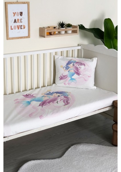 Unicorn Desenli Kadife Dekoratif Bebek Beşik Örtüsü