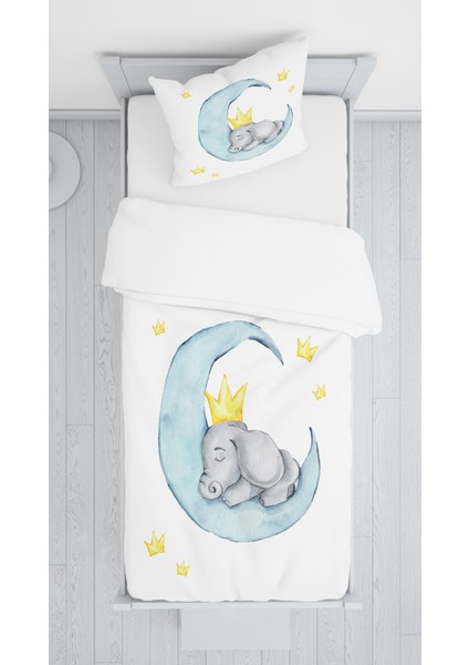 Evmila Dijital Baskı Uyuyan Fil Kadife Örtü Yastık Seti 1569