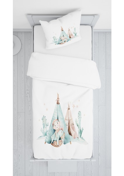 Evmila Dijital Baskı Çadırlı Kadife Örtü Yastık Seti 1757