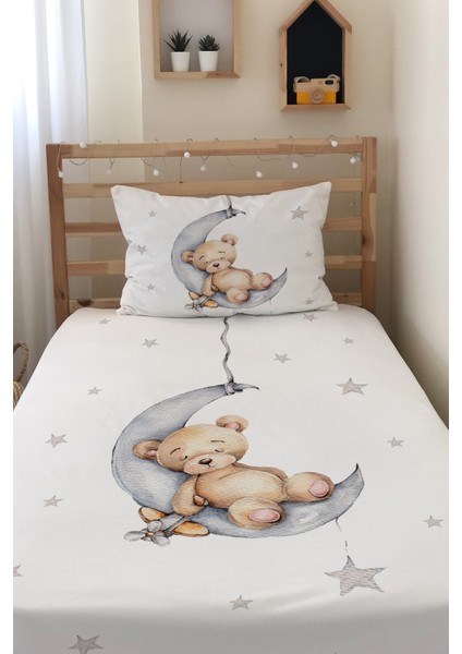 Dijital Baskı Uyuyan Ayıcık Örtü Yastık Seti 1568